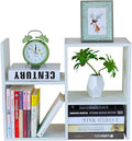 Desktop Shelf Freestanding Wooden Small Bookshelf Desk Supplies Organizers and Accessories Storage Display Rack Office Dorm Decor for Women, White