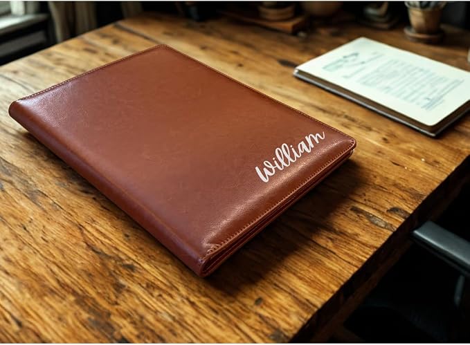 Leather Portfolio Binder for Business use, Document Organizer with Smart Storage, Calculator, Writing pad, – padfolio All in one, Professional Binder Portfolio for Women and Men with Name