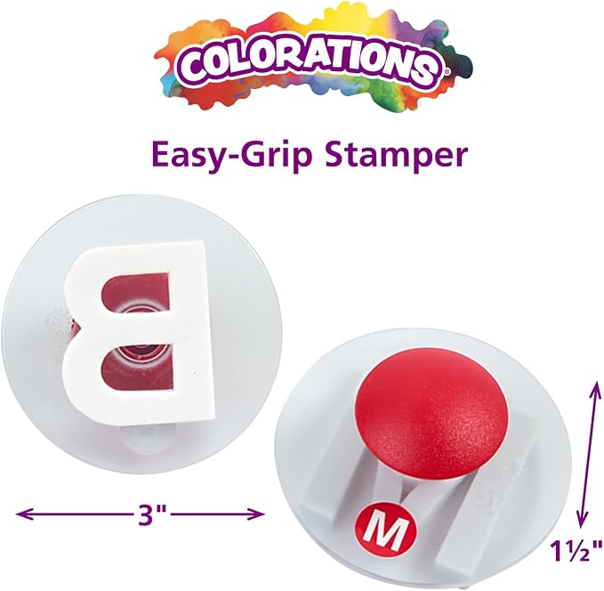 Colorations Easy-Grip Foam Stampers, Uppercase Alphabet Letter Stampers | Set of 26, Ages 3+, PreK+, Learn the Alphabet, Easy to Grip & Use Stampers