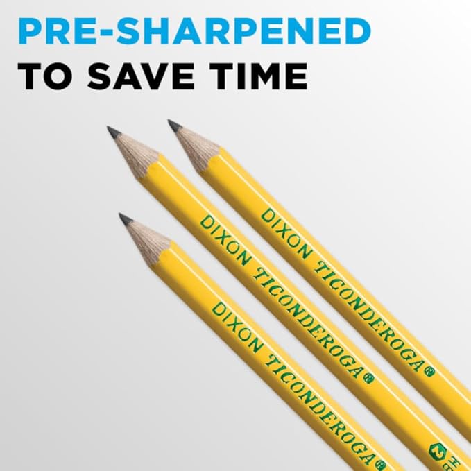 Ticonderoga Wood-Cased Pencils, Pre-Sharpened, 1000/Box, 2 Boxes