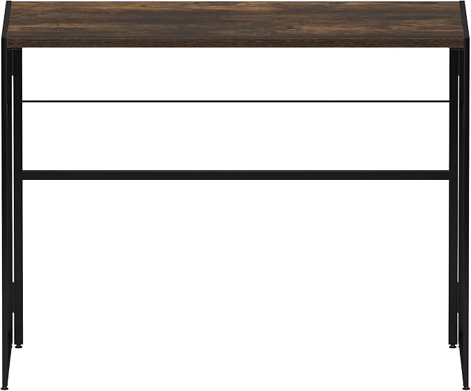 FURINNO Riau No Tool/No Assembly/Folding Metal Frame Computer Desk, Rustic Oak/Black
