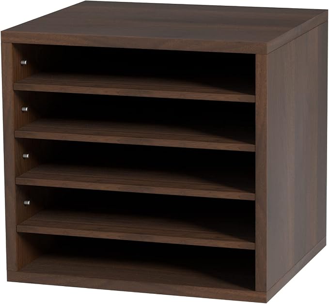 VEVOR Literature Organizers, 5 Compartments Office Mailbox with Adjustable Shelves, Wood Literature sorter 13.9x12x13 inches for Office, Home, Classroom, Mailrooms Organization, EPA Certified, Brown