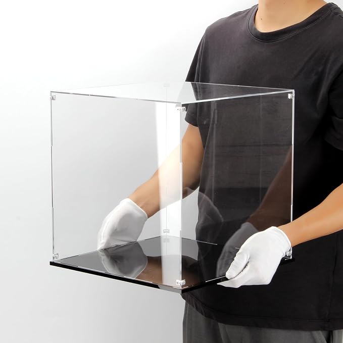13 Inch Clear Self Assembly Acrylic Display Case | Cube Counter Tops Box Dustproof Protection Showcase, Display Box Storage Holder for Figurine Large Collectibles Basketball