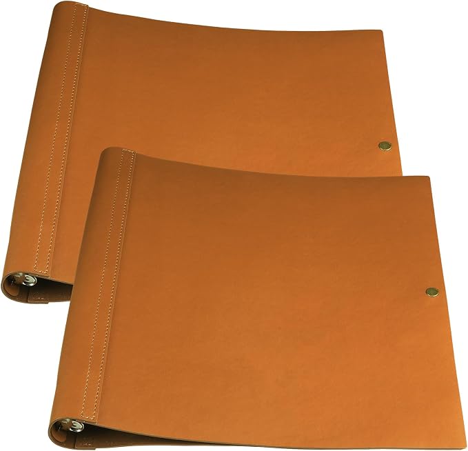 Teling 2 Pcs Leather 3 Ring Binder Holds 8.5 x 11 Inch Paper Binder Organizer Vintage Faux Leather Portfolio Folder Planner for Office Home Document Photo Diary Supplies (Antique Brown)