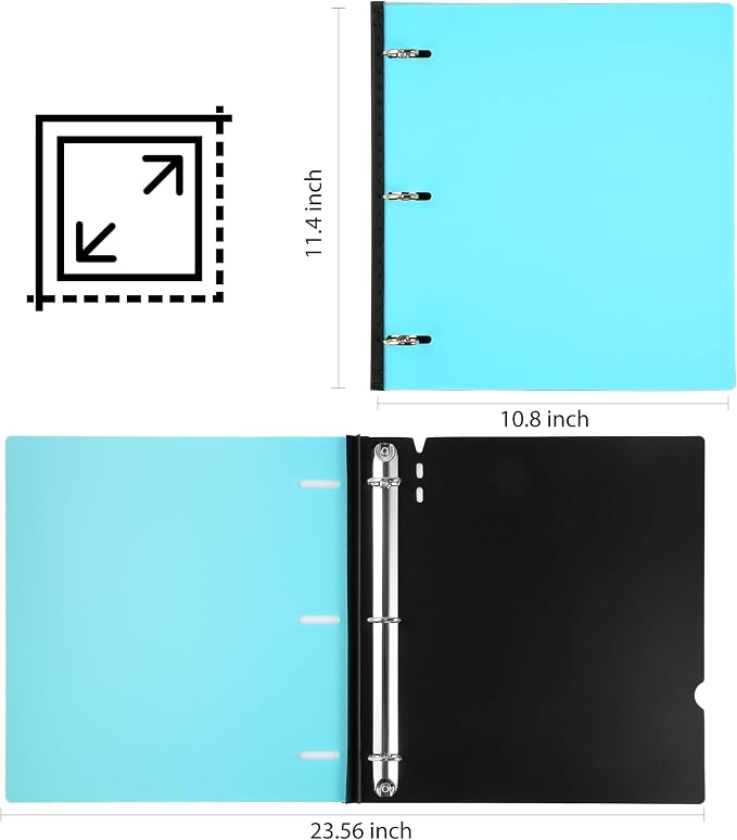 WOT I 12-Pack 1 Inch Telescoping 3 Ring Binder, Expandable Flexible Binder - Patented Design for Easy Portability, Holds 8.5"x11" Paper, Perfect for School, Office&Home Organization