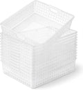 Geetery 12 Pack Classroom Storage Baskets with Handle,Clear | 14''x10'' Paper Tray Holds A4 Turn in Trays Plastic Paper Baskets Desk Organizer Bin for Classroom, Library, Office, Home