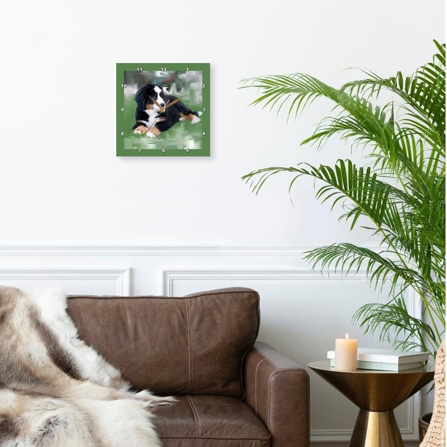 3dRose DPP_4038_2 Bernese Mountain Dog Wall Clock, 13 by 13-Inch