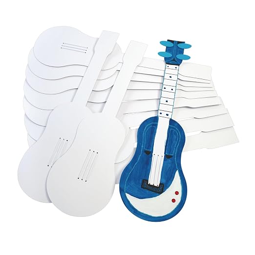 Colorations Sturdy Cardboard Guitars, Decorate Your Own, Set of 12 | Ages 3+, PreK+, 3 Strings to Strum, Kids' Craft for Individual Decorating and Personalizing