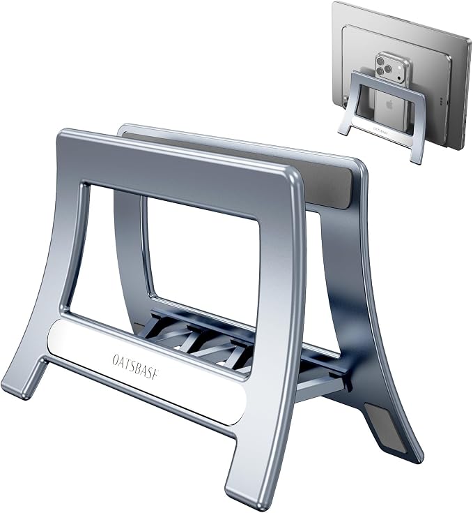 Vertical Laptop Stand for Desk, Gravity Auto Lock MacBook Stand,ABS Plastics Laptop Holder Vertical Compatible with MacBook Pro, Air,Tablet, Space-Saving Organize Work & Home Office(Silver)