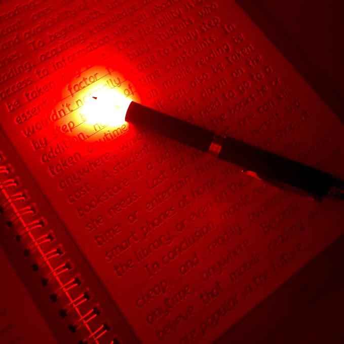 Penyeah Lighted Tip Pen for Writing In The Dark, Heavy, White & Red Light