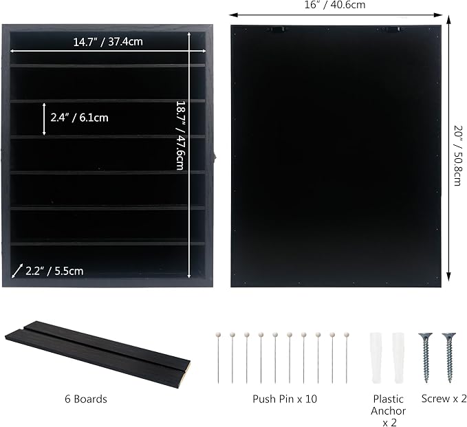 16x20 Shadow Boxes Display Cases with Shelves, Black Deep Shadow Box Frame for Keepsake Collectibles, Coins Military Medals Pins Wedding Flowers