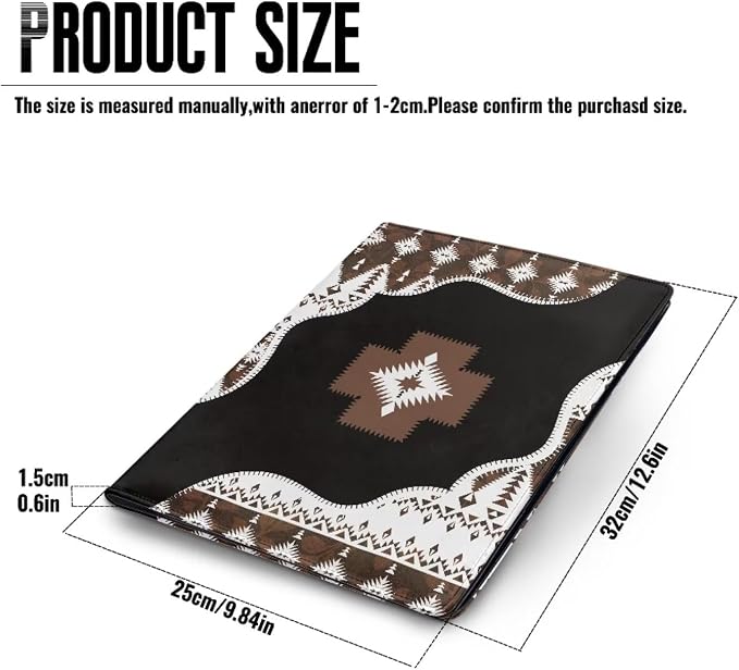 Dreaweet Aztec Leather Portfolio, Southwestern Native American Padfolio for Women & Men, Binder & Business Organizer