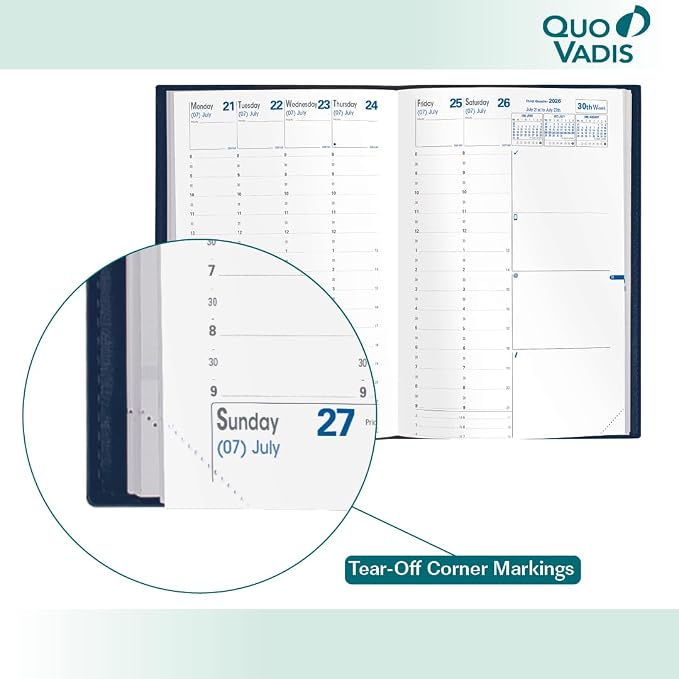Quo Vadis 2026 Minister - Weekly/Monthly Planner - 12 Months, Jan. to Dec. - 6 1/4 x 9 3/8" - Smooth Faux Leather Soho Red Cover- Time Management Appointment Organizer