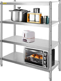 VEVOR Stainless Steel Shelving 46.8x18.5 Inch 4 Tier Adjustable Shelf Storage Unit Stainless Steel Heavy Duty Shelving for Kitchen Commercial Office Garage Storage 330lb Per Shelf