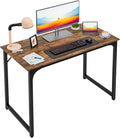 PayLessHere | 39 Inch Computer Desk | Brown | Sturdy Office Desk | Metal Frame, Adjustable Feet | Water-Resistant, Scratchproof Surface | Writing Table for Home Office or Study | Pack of 1