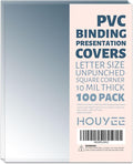 HOUYEE 100 Pack 10 Mil Clear Binding Presentation Covers,PVC,8.5" x 11" | Clear Covers for Binding, Transparent Plastic Binding Covers, Square Corner, Letter Size, for School Office