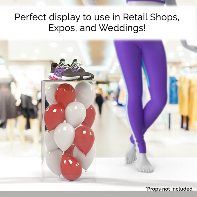 Marketing Holders Acrylic Plinth Display Riser Box with One Open Side Versatile Clear Column 12" x 12" x 24" No Lid Merchandise Socle or Storage Bin or Retail Product Riser No Assembly