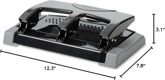 Swingline 3 Hole Punch, 45 Sheet Capacity Three Hole Puncher 3 Ring, Paper Punch, SmartTouch Low Effort, Black & Silver (74136)