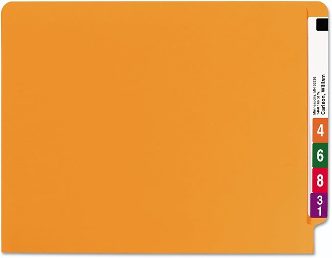 Smead End Tab File Folder, Shelf-Master Reinforced Straight-Cut Tab, Letter Size, Orange, 100 per Box (25510)