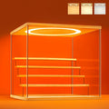 Acrylic Display Case with Adjustable LED Light, 5 Tier Clear Display Box Dustproof Showcase for Action Figures, Collectibles and Mini Toys, Assembly Display Cabinet(Wood 12.5×12.2×11.8in)
