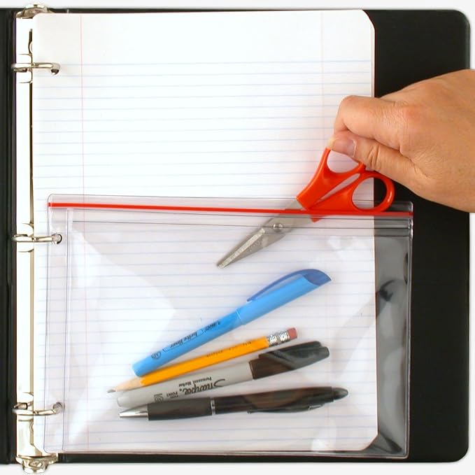 StoreSMART® Pencil Supply Zipper Case for 3-Ring Binders - 25-Pack - 5 3/4" x 8 1/4" - Vinyl Plastic - SPCR2369ZIPL-25