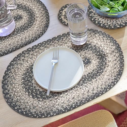 Homespice Flint Hill Jute Braided Placemats, Oval 13x19 Set of 6