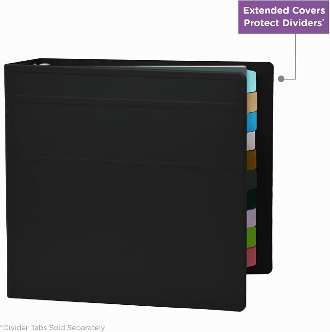 Carstens 4-Inch Heavy Duty 3-Ring Binder - Side Opening, Black, Durable Plastic, Precision No-Gap Rings, Waterproof Cover, No Pockets, Holds 600 US Letter Sheets, BPA-Free, Made in USA (1845-3R)