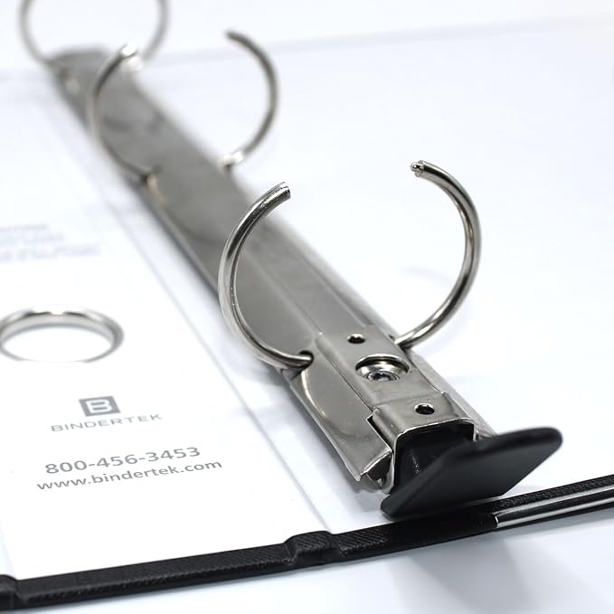 3-Ring Premium Round-Ring Binder - Black, 2" Spine, by Bindertek | 275 Sheet Capacity, 1.5" Round Rings, Linen-Textured Covers, Steel Reinforced Edges, Spine Label Included
