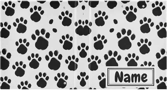 Custom 3 Ring Binder Black Paws Print 1.5" Round Ring Binders Personalized Name View Binder with 200 Sheet for Kids School Supplies Women Men Office, 1 Pack