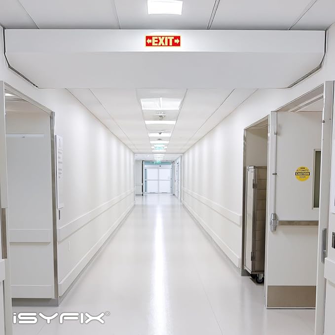 iSYFIX Exit Stickers Signs with Directional Right & Left Arrow 12 Pack 12x4 Inch - Glow in the Dark Photoluminescent Vinyl for Office, School, Business, Warehouse - UV & Weather Resistant for Indoor/Outdoor Use