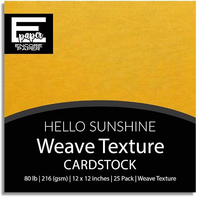 HELLO SUNSHINE—12x12 Textured Cardstock | 80lb Textured Yellow Scrapbook Paper | Premium Cardstock for Cricut Cutting | 25 Sheets