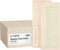 TOPS Time Cards, Weekly, 2-Sided, Named Days, 3-3/8" x 8-1/4", Manila, Green/Red Print, 500-Count (1260)