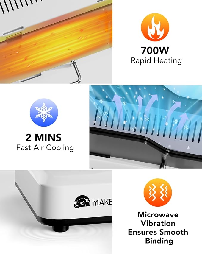 Thermal Binding Machine 500 Sheets Capacity with 10PCS Binding Covers, Digital Touch Panel, Air Cooling, Electric Thermal Binder for A4//A5/Letter Size Documents