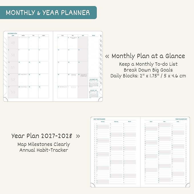 BEZEND 2027 Planner Weekly and Monthly, Daily Calendar Book, Large 8.5"x11"