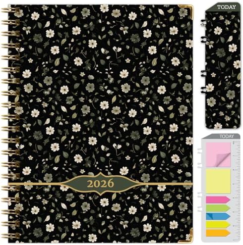 LARGE PRINT HARDCOVER 2026 Planner, 8.5"x11": 14 Months (November 2025 - December 2026), Daily Weekly Monthly Planner, Yearly Agenda, Bookmark, Pocket Folder and Sticky Note Set (Primrose)