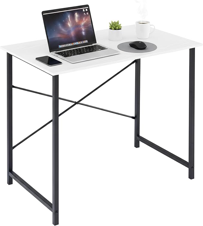 32 Inch Computer Desk, Small Writing Desk for Home Office Bedroom | 265 lb Capacity, Reinforced X-Frame, Waterproof MDF Top, Scratch-Resistant Surface, Easy Assembly, White