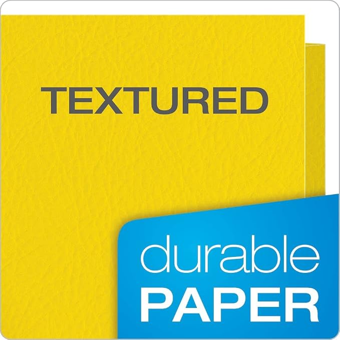 Oxford Twin-Pocket Folders, Textured Paper, Letter Size, Yellow, Holds 100 Sheets, Box of 25 (57509EE)