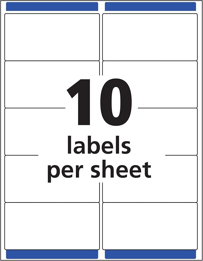 Avery Printable Shipping Labels with Sure Feed, 2" x 4", Matte Clear, 500 Blank Mailing Labels (5663)