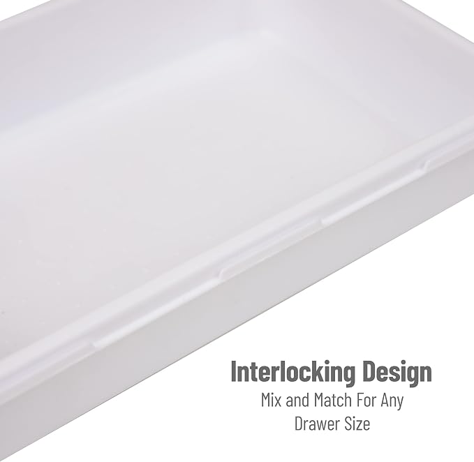 Mind Reader 8-Pc Drawer Organizer, Desk Organizer, Interlocking, Storage, Kitchen, Office, White