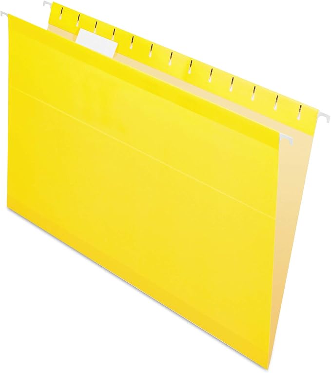 Pendaflex 04153 1/5 YEL Reinforced Hanging Folders, Legal Size, Yellow, 1/5 Cut, 25/BX (4153)
