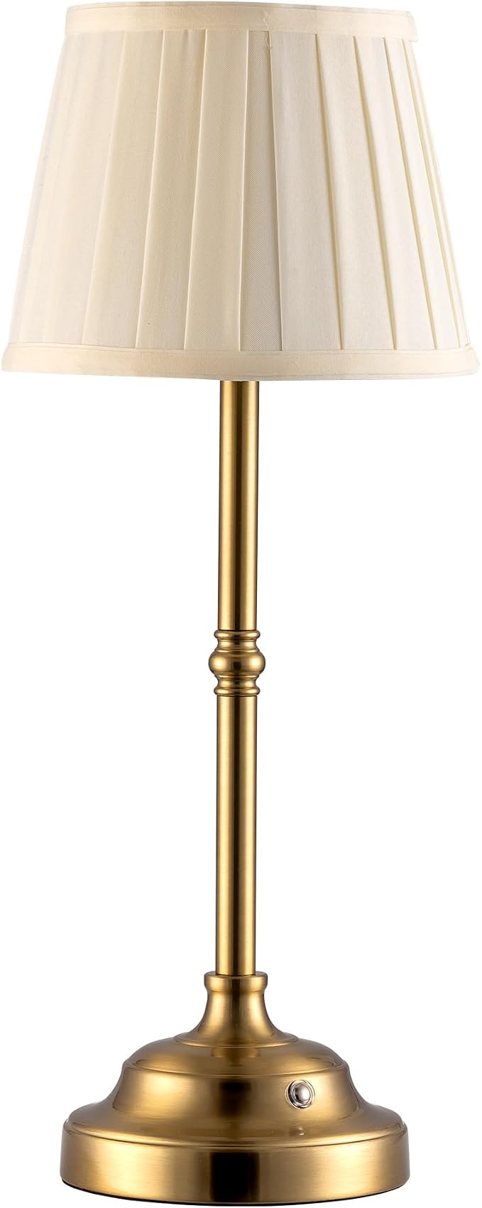 KDG Gold Cordless Portable LED Table Lamp, Beige Fabric Shade Desk Lamp | 4000mAh Rechargeable Battery Powered Lighting, Dimmable Light for Dining Room, Bedroom, Bedside, Night Light, Balcony