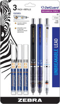 Zebra Pen DelGuard Asstd Barrel Mechanical Pencil, 0.5mm, Fine Point, 3-Pk