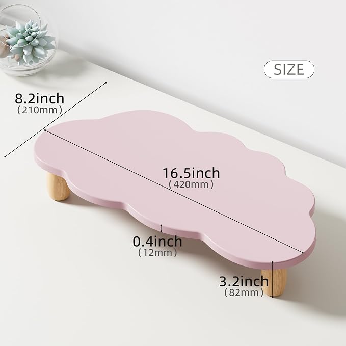 AFOOYO Monitor Stand Riser,Cloud Shape Wood Computer Monitor Stand, 16.5IN Monitor Stand Riser, Multi-Purpose Desktop Organizer Riser for Computer,Laptop,Printer,TV,Purple