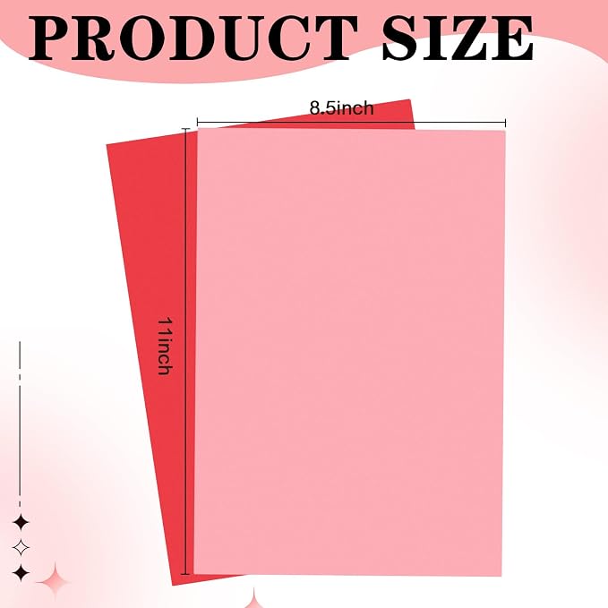 Colarr 300 Sheets Valentine's Day Colored Card Stock Paper 8.5 x 11 Inch Printed Colored Construction Paper 65lb 180 GSM Double Sided Card Stock for Arts Crafts, Invitations, Greeting Cards, Posters