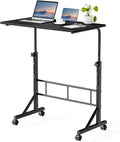 DUMOS 31.5" Walking Pad Desk, Laptop Desk, Home Office | Lockable Wheels, Adjustable Height, Portable Rolling Design, Treadmill Use, Stand Up Style, Black