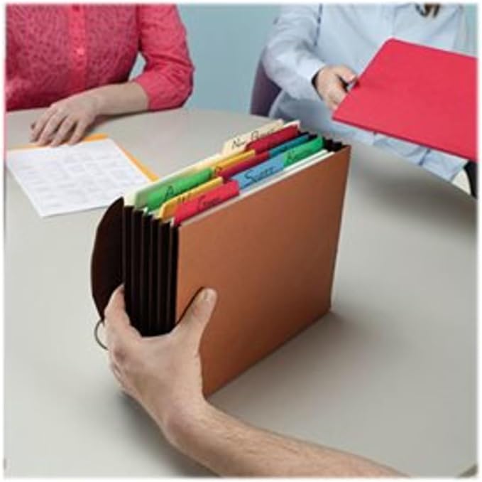 Smead 100% Recycled Expanding File Wallet with Flap and Cord Closure, Reinforced, 5-1/4" Expansion, Letter Size, Redrope, 10 per Box (71198)