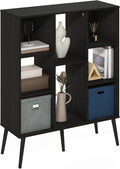 Furinno Claude Mid Century Style Book Shelf, 8-Cube Bookshelf, Cube Storage Organizer Bookcase with Wood Legs, 10.9 x 31.5 x 39.3, for Living Room, Bedroom, Home Office, Espresso