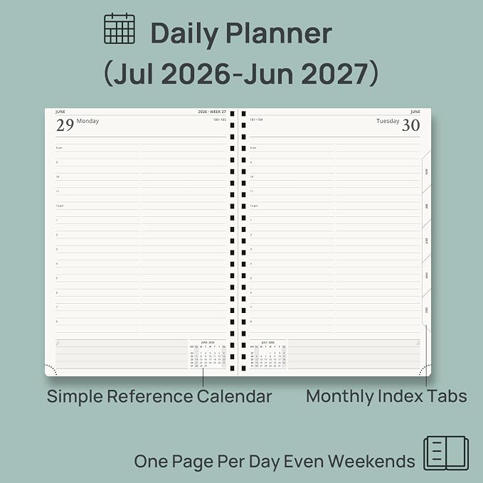 POPRUN 2026-2027 Daily Planner One Page Per Day, 8.5" x 12", Day Planner