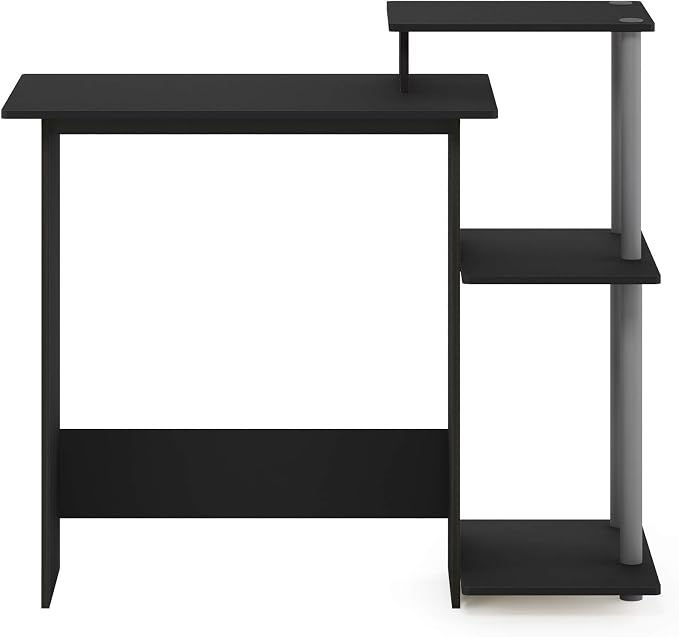 Furinno EFFICIENT Desk, 28.6" Wide Gaming Desk with 3 Open Side Shelves, Laptop Notebook Computer Desk, Office Desk for Home Office, Study Room, Dorm, Bedroom, Black