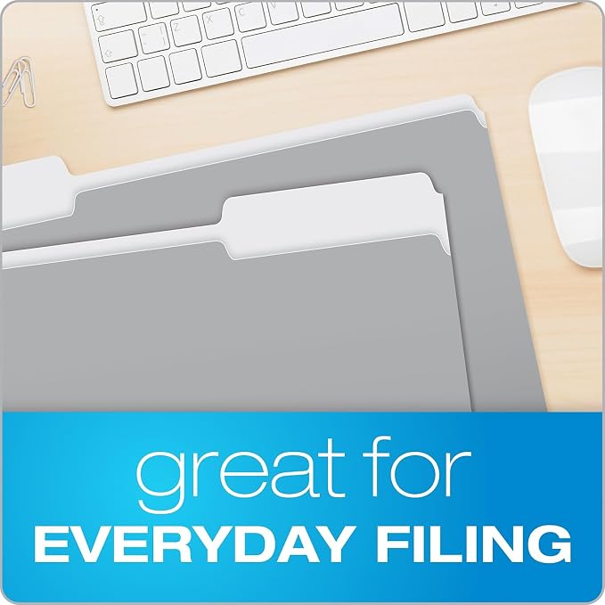 Pendaflex 435013GRA Interior File Folders, 1/3 Cut Top Tab, Legal, Gray (Box of 100)
